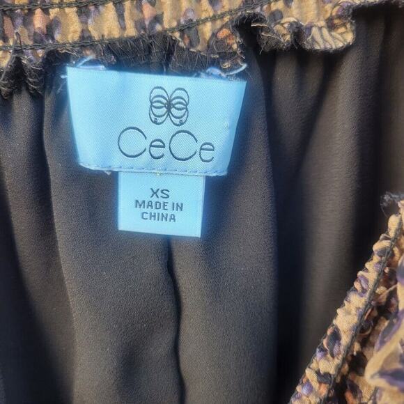 CeCe Leopard Print Long Sleeve Off-Shoulders Lined Blouse Size XS - Picture 8 of 8